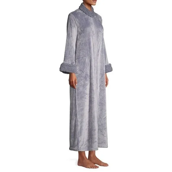 Natori Purple Plush Sherpa Zip Caftan Lounger Robe Women's XS - Picture 3 of 12